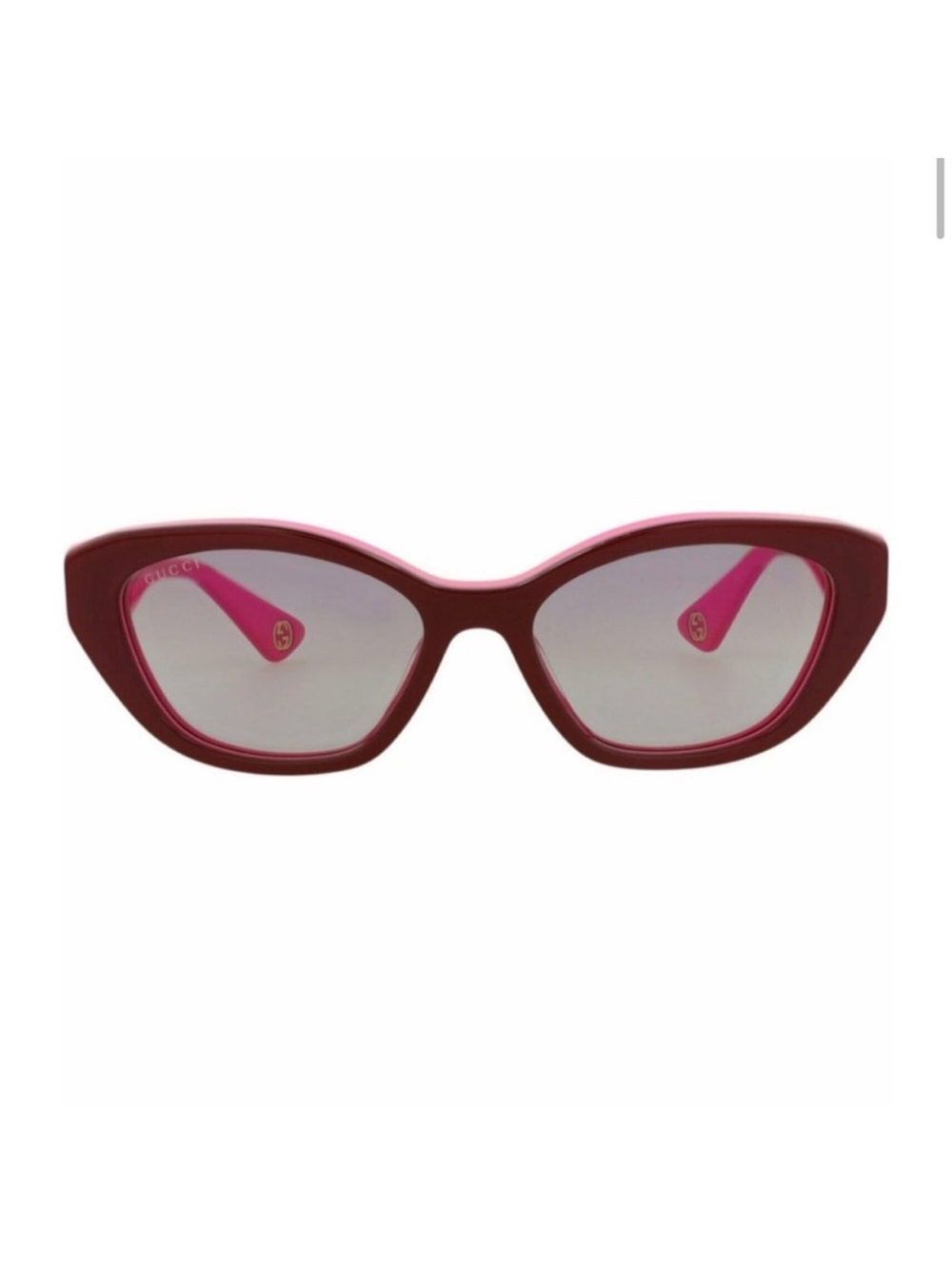Authentic Gucci Burgundy Frame Sunglasses with Pink Temples